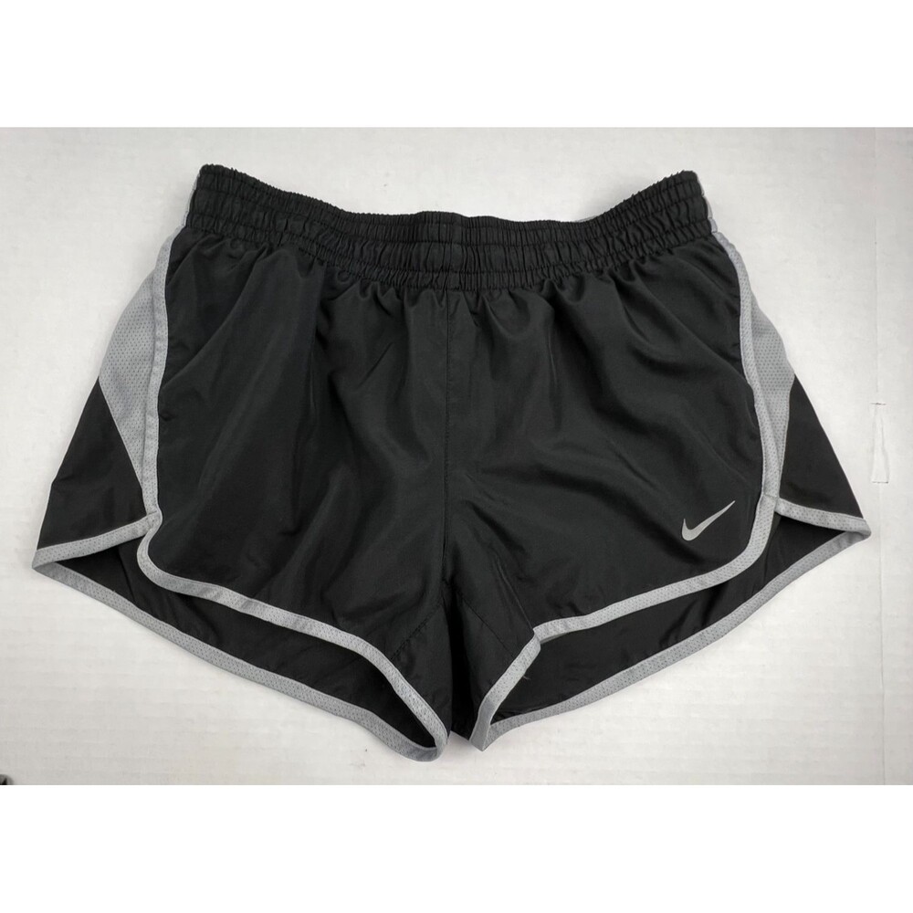 NIKE Dri-FIT Tempo 2-in 1 Running Shorts Women's Small Black Gray Lined Athletic